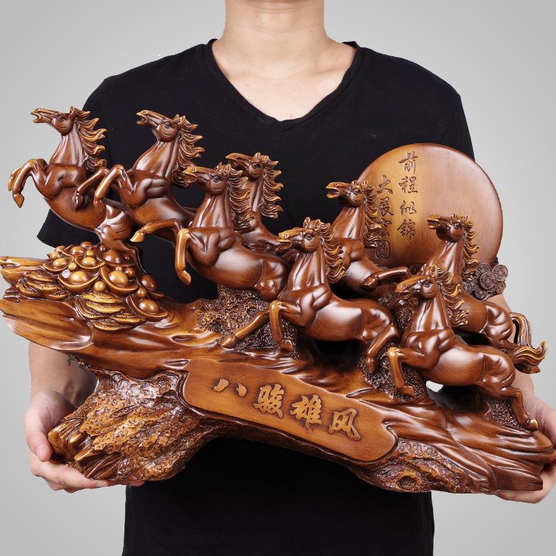 Creative Chinese Style Lucky Eight Horses Resin Auspicious Gifts Home Crafts Living Room Desk Ornaments Statue Opening Gifts