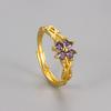 Vintage Micro Pave Zircon Four Leaf Clover Ring Women Fashion Vine Wrapped Adjustable Index Finger Ring Jewelry