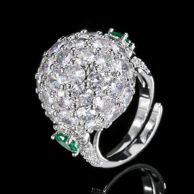 

Huamei Jewelry Ring Exaggerated Flower Full Women s High End Fashion Light Luxury Goods білий
