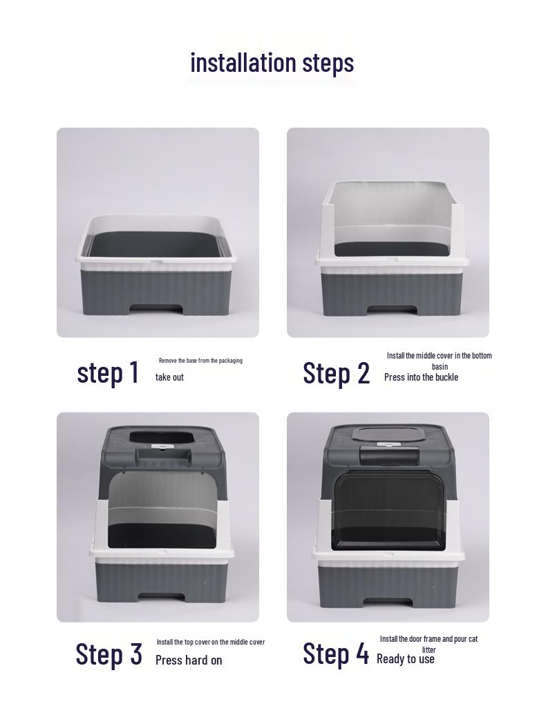 Extra-Large Fully Enclosed Cat Litter Box with Drawer and Anti-Splash Design
