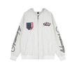 Magic Bear Vintage Striped Zip-Up Hooded Sweatshirt - Embroidered Casual Sportswear Teens