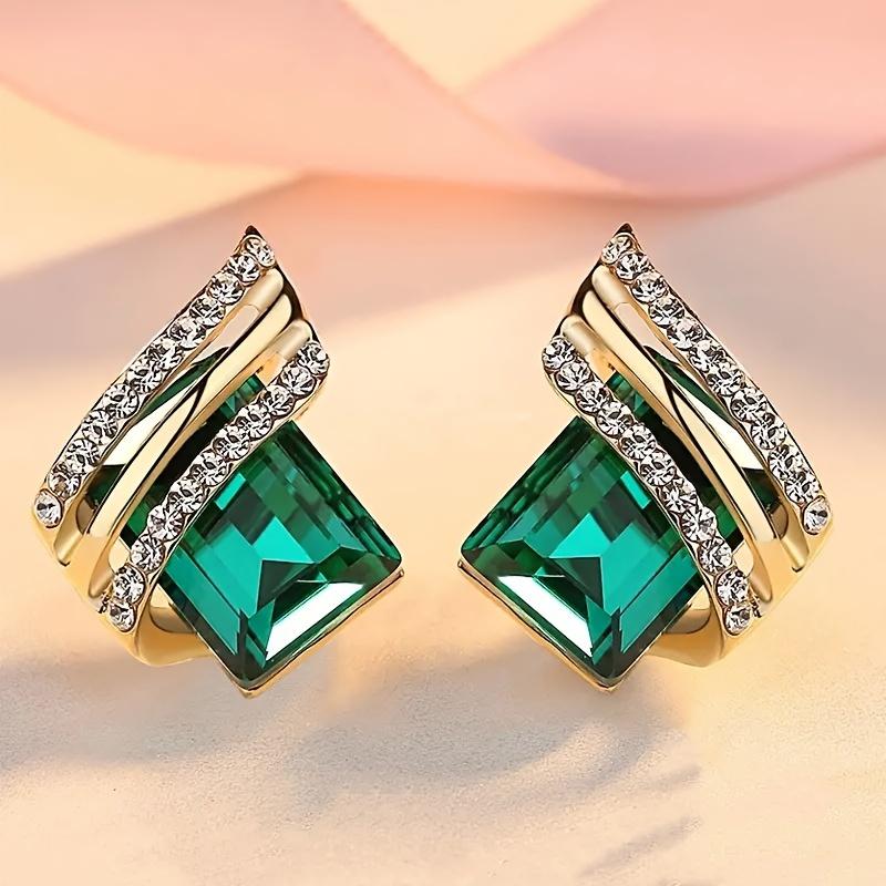 Hypoallergenic Geometric Stud Earrings for Women, Resin Inlay Alloy Earrings, Sensitive Skin Daily Wear, Wedding Valentine's Gift