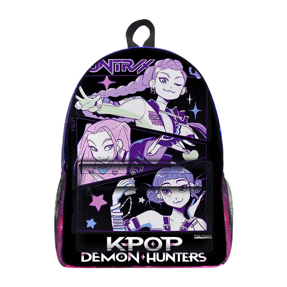 Kpop Demon Hunters Cartoon Pattern Oxford Cloth Student Backpack