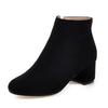 Fashion Spring Autumn Classic Flock Women Ankle Boots Fashion Female Boats Mujer Chunky Heels Comfortable Side Zip Short Bare Booties