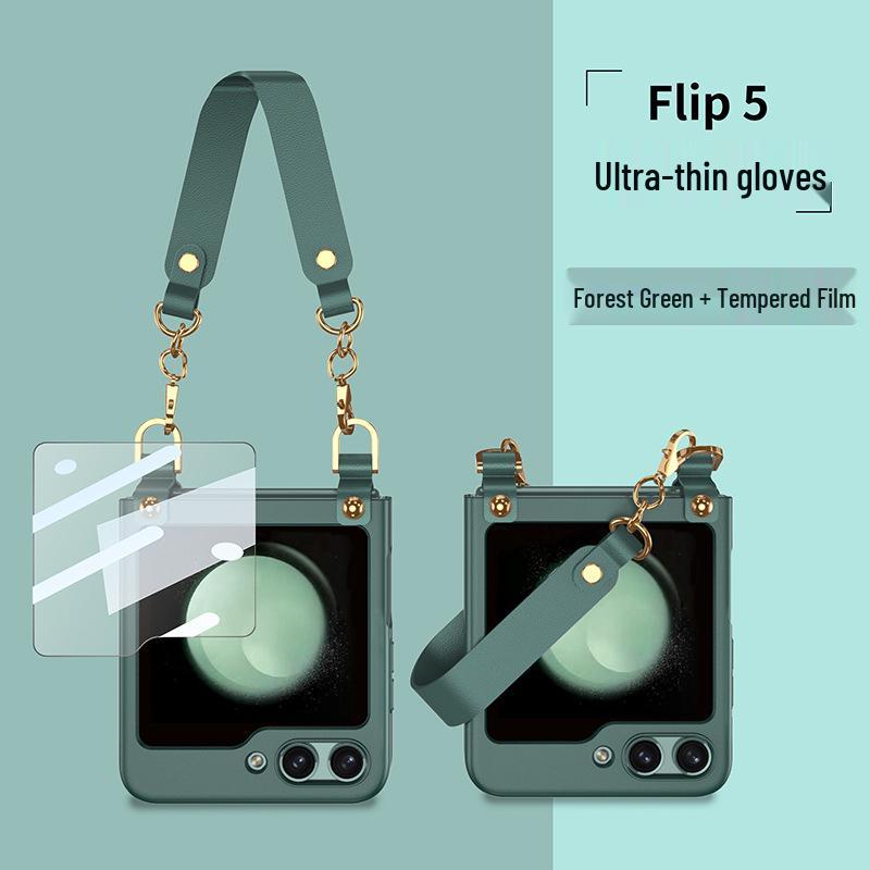 Creative Wrist Strap Foldable Case with Integrated Shell & Film for Samsung Z Flip5