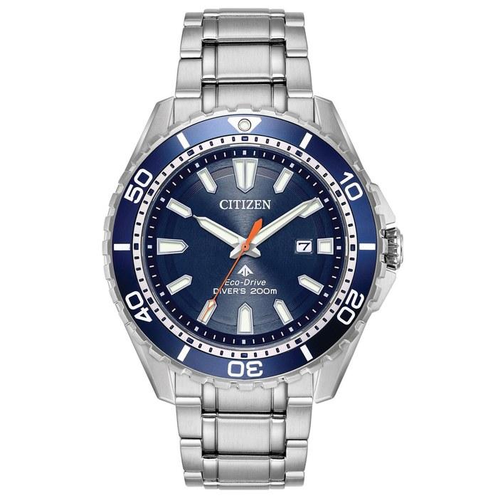 Citizen Mens BN0191-55L Eco-Drive Watch Silver Blue Dial