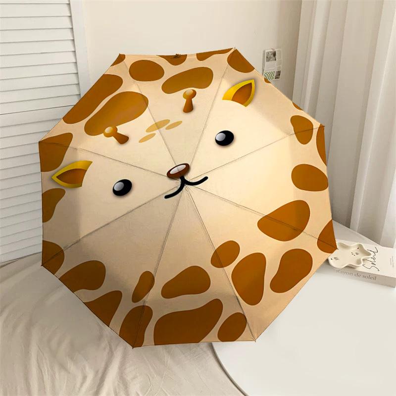 

1PC giraffe print Automatic Open/Close Umbrella with Windproof, 8-Rib Sturdy Canopy, Durable Ribs, Fashionable Design1349A