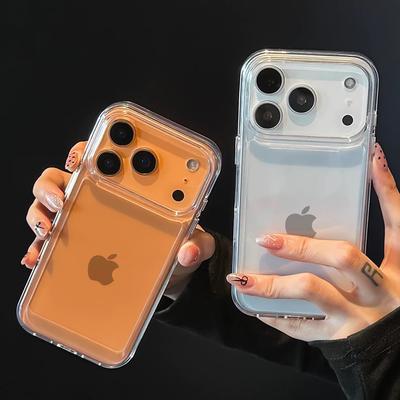 Luxuriöse Klare Harte Acryl Handyhülle Für iPhone 17 Air 16 15 14 13 12 11 Pro Max XS XR X Plus Weicher Stoßfester Bumper Schutzhülle