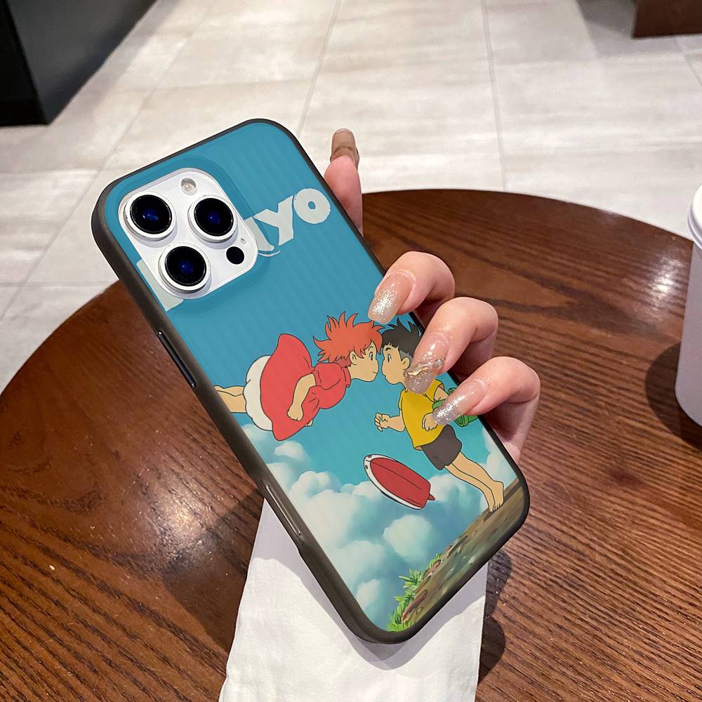 

Cute P-Ponyo Movie On The Cliff Phone Case For IPhone 16 15 17 Pro 11 12 13 14 Pro Max Plus Soft Ripple Silicone Cover Shell iPhone 12