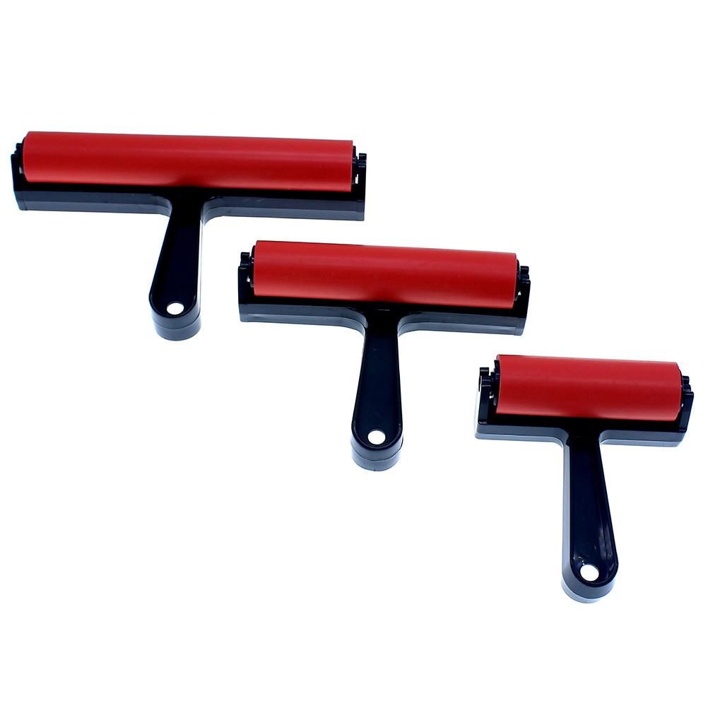 10cm Red Rubber Roller Brush Absorb Paint Reduce Drips Safe Durable Long Time Use Ideal for Scrapbooking Mixed Media Art