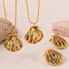 Retro Shell Pendant Necklace & Earrings Set: Elegant, Versatile Jewelry