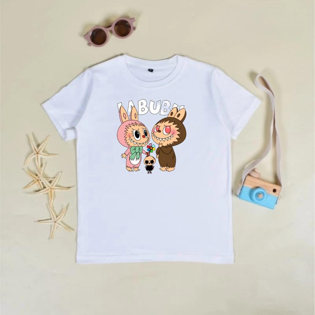 2025 Popular Children's Clothing Short Sleeved LABUBU Cute Round Neck T-shirt Cartoon Style Girl's Top