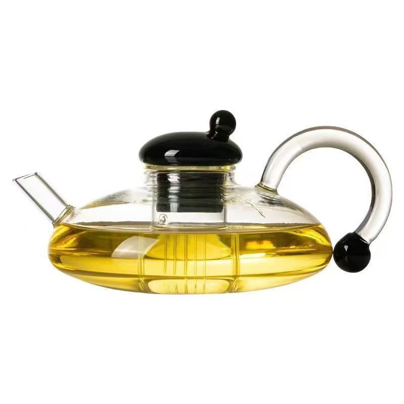 Nordisk Stil Rottehale Glass Tekanne Sett, Varmebestandig Gjennomsiktig Glass Tekanne med Filter Te Brygging, Tesett, Tekopp med Håndtak