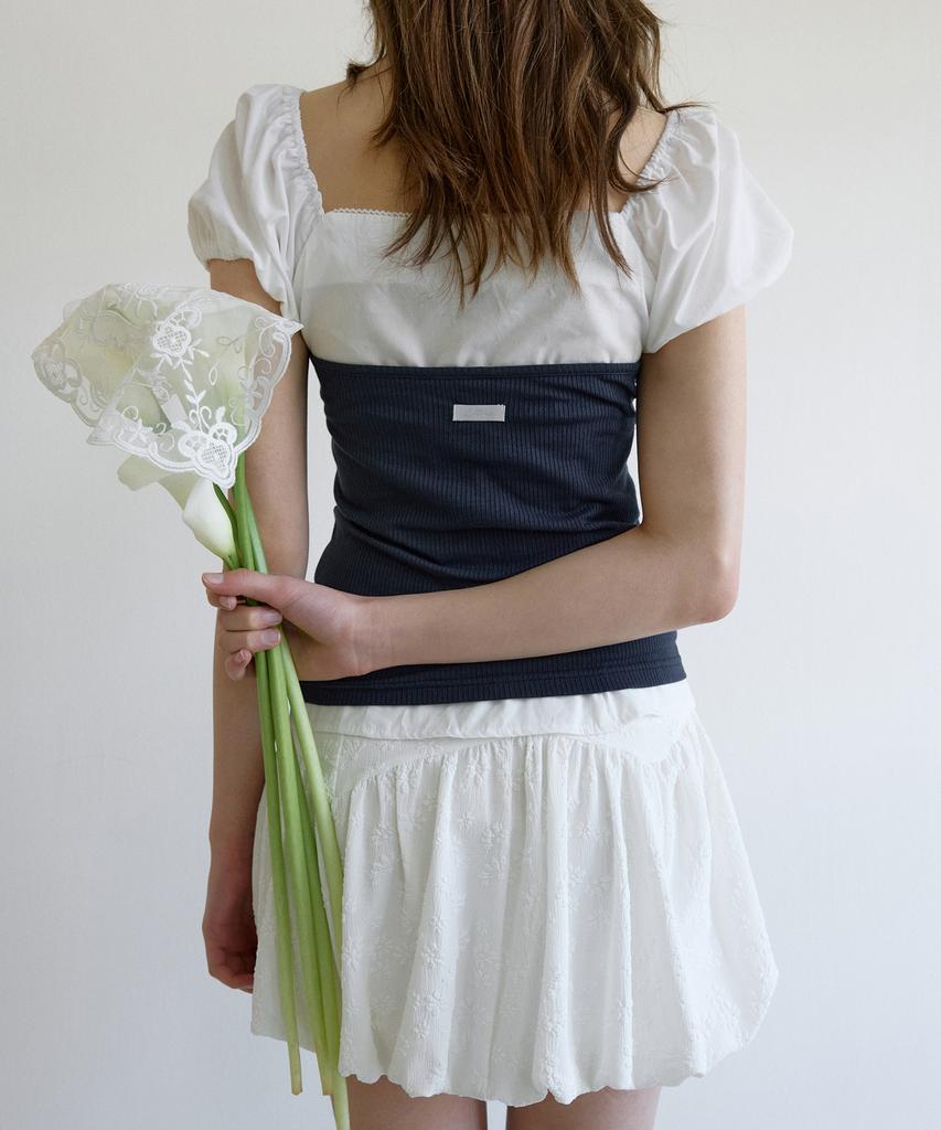 LETTER FROM MOON Lace Button Halterneck Top (Navy)