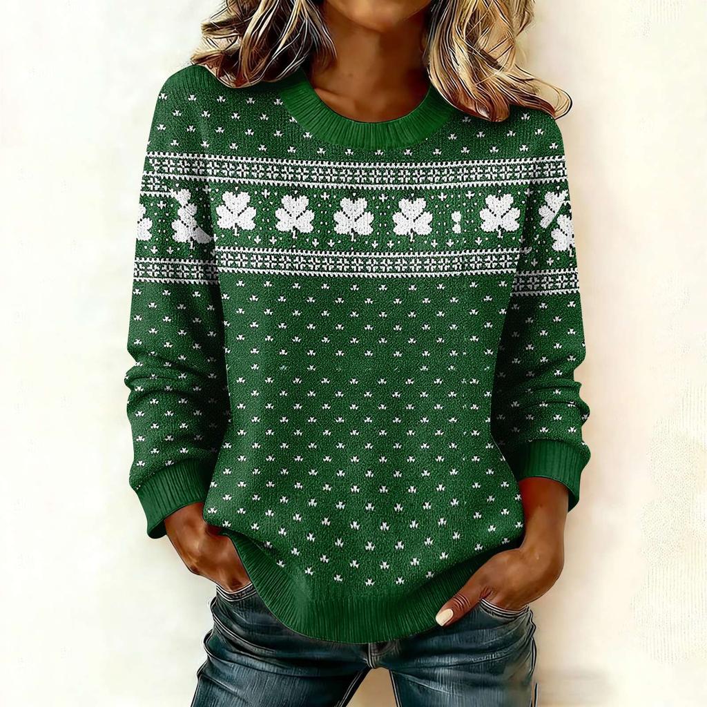 Women'S St. Patrick's Day Sweater Cute Fun Patrick's Day Sweater Spring  Long Sleeve Knitted Sweater
