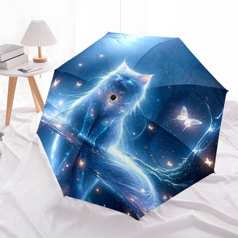 

1pc Whispering Cats Outdoor Umbrella - Automatic Opening/Closing, Portable 3-Fold Design with 8-Bone Iron Frame, Perfect Gift for Fans and Travelers,