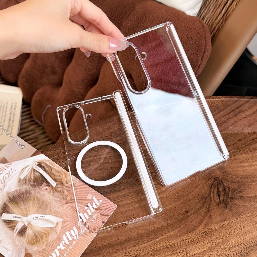 Transparent Hard Acrylic Case for Samsung Galaxy Z Fold 7 6 4 zfold Fold7 Magnetic Clear Shockproof Ultra Slim Cover