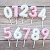 New Product Pearlescent Digital Birthday Candles 0-9 Baking Party Decoration Pink White One-year-old Cake Candles