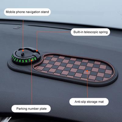 Auto Armaturenbrettmatte mit Parknummernschild Auto Armaturenbrett Haftpad Anti-Vibration Drehbarer Autotelefonhalter Anti-Rutsch Autozubehör