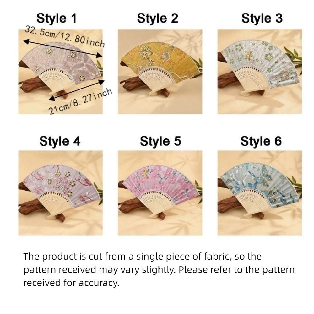 Butterfly Floral Print Hand Fan Portable Chinese Style Fan Elegant Handmade Fan Art Craft Project