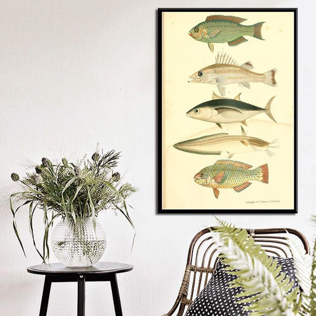 Ocean Sea Shell Fish Animal Canvas Painting Posters And Prints Wall Art Picture Vintage Life Chart Biology Decoration Home Decor