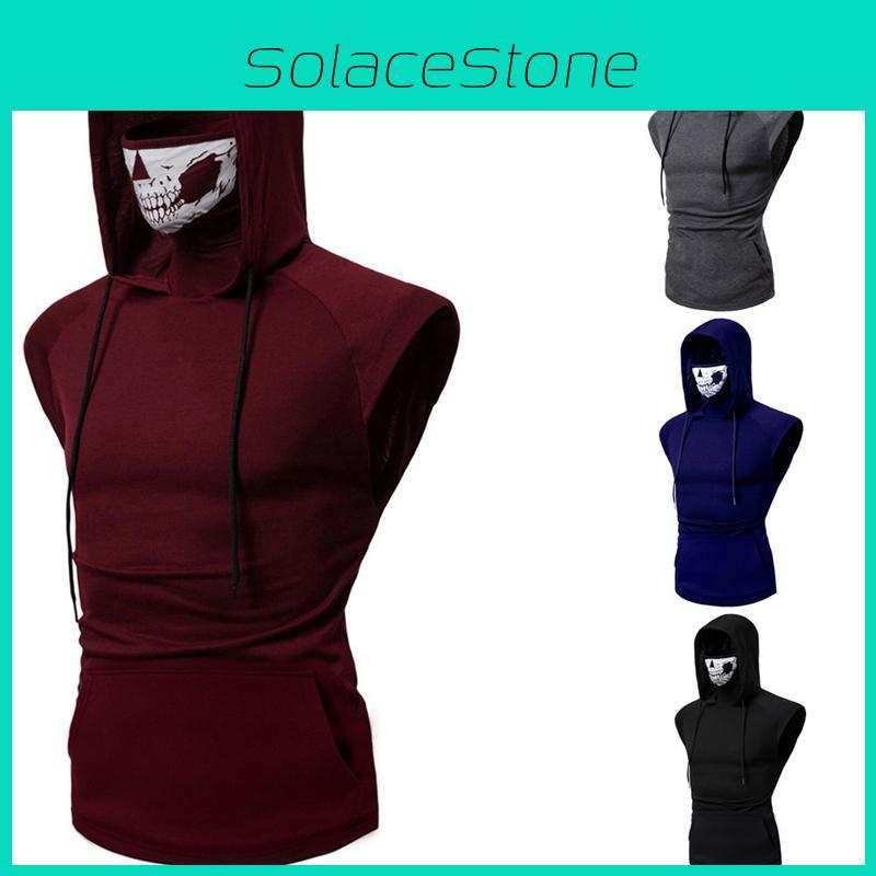 Men Skull Hooded Hoodies T-shirt Tank Tops Vest With Soft Material And Cosplay Style
