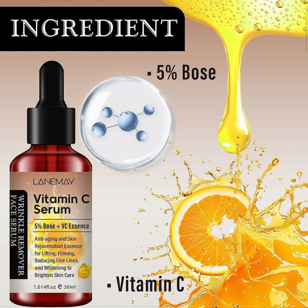 Vitamin C Serum for Face, 5% Bose + Vit C Serum for Dark Spots, Wrinkles & Fine Lines Anti Aging, Collagen Boosting & Skin Brightening Facial Serum
