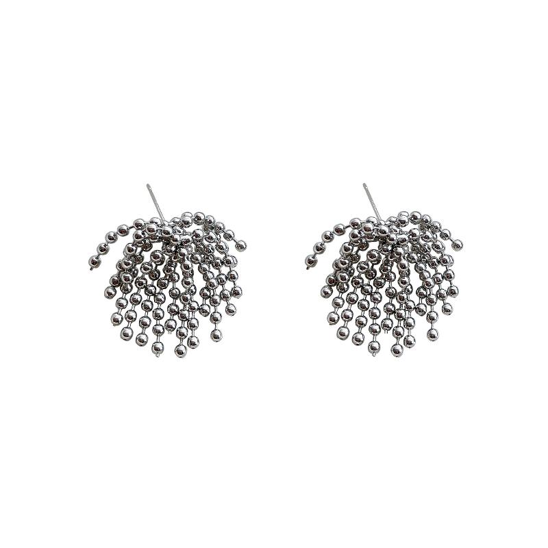 

New Personalized Bead Chain Tassel Niche Fashion Trend Floral Design Gold-plated Earrings for Women .