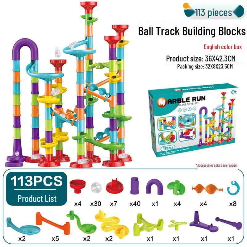 Interchangeable Marble Run Maze Building Set: Cross-Border Catapult Adventure