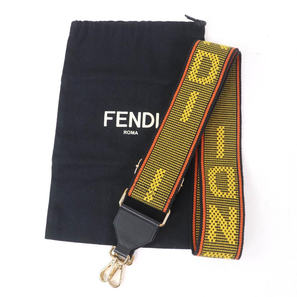 Great FENDI Shoulder Strap Strap You Logo-print Leather Multicolor Women 8AV386 Used