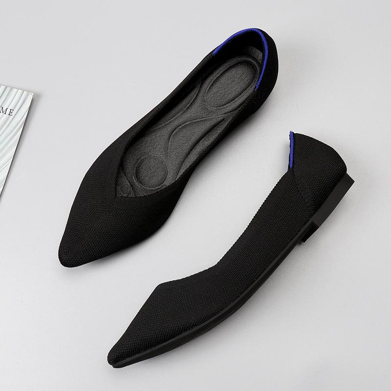 Spring and Autumn Flying Single Shoes Doudou 40 Knitted 4142 Flat Bottom 43 Large Size Women's Shoes