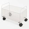 Mobile book trolley, open wire mesh storage trolley with handles, furniture