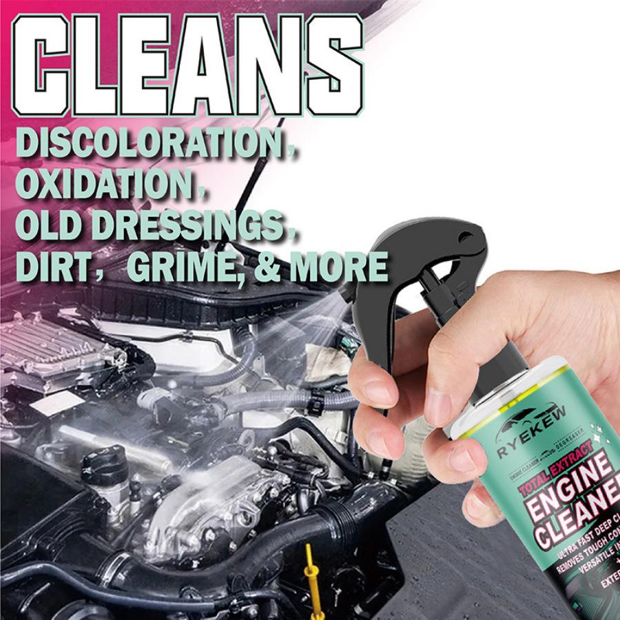 Ryekew Engine Bay Foam Cleaner: No-Wipe Degreaser, Removes Heavy Oil Stains Without Water Wash