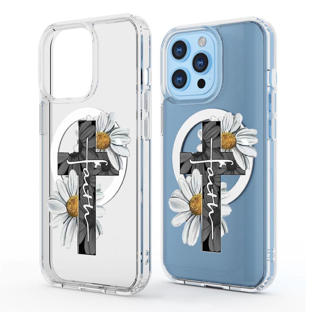 Daisy Magnetic Transparent Full Coverage Case for iPhone 15/16/17 Pro Max