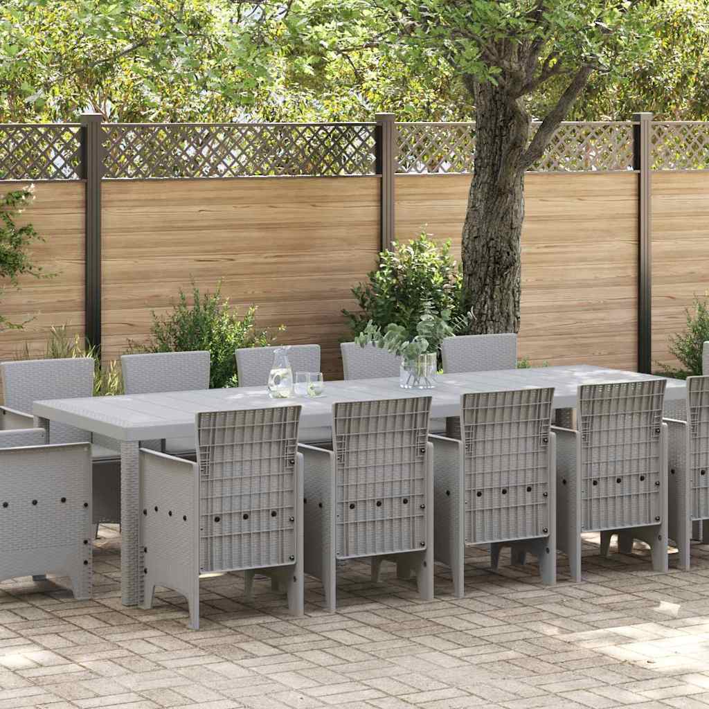 Garden Dining Set 13 pcs Light Grey Poly Rattan