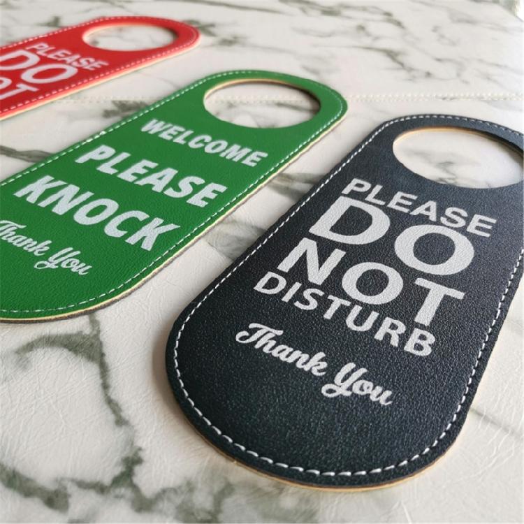 Reuseable PU Leather Double Sided Office Door Sign For Meeting Room Privacy Do Not Disturb Knock Please Hanging Sign