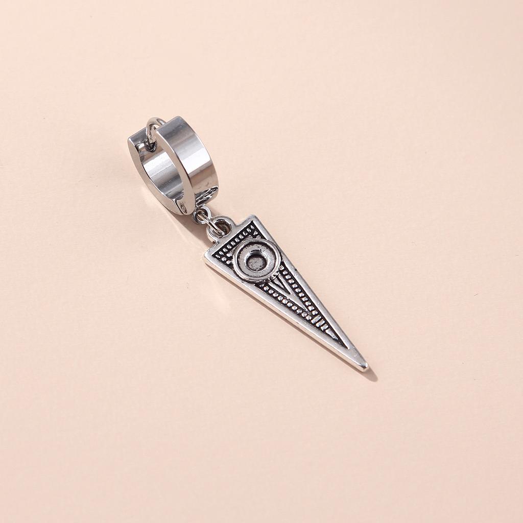 Simple Stainless Steel Hip-Hop Punk Lightning Feather Pendant Earrings Cross Earrings Men and Women Titanium Steel Earrings Ambience Back To School