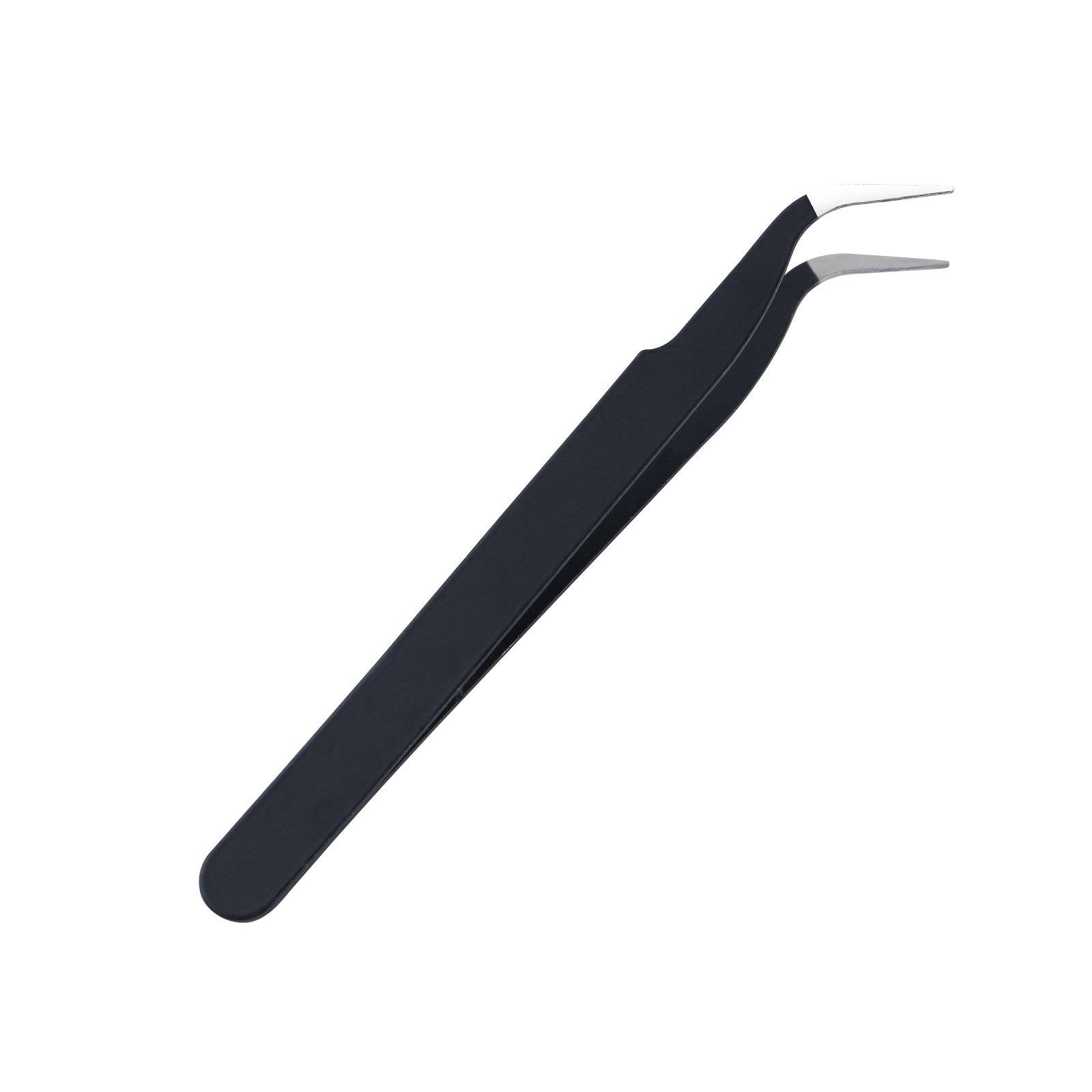 

Пинцет для дизайна ногтей из нержавеющей стали, черный локтевой зажим для руки, щипцы для завивки волос, наращивание ресниц, пинцет с прямой головкой
