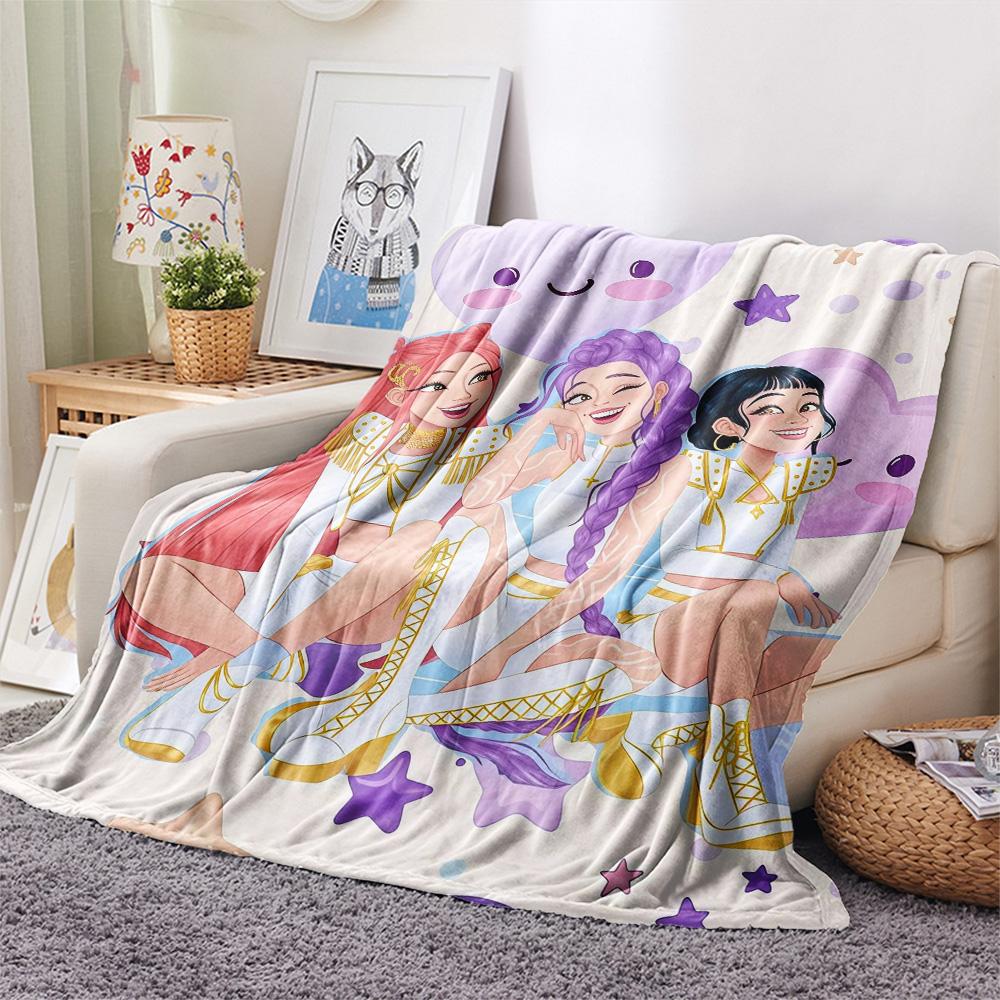 Huntrix Girl Flannel Blanket, High Quality Comfortable for All Seasons, Home Decor, Warmth and Comfort