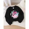 Girls' Crew Neck Sweatshirt Cute Fish with Star And Text, Soft Cozy Pullover, Warm Casual Outfit for Autumn And Winter