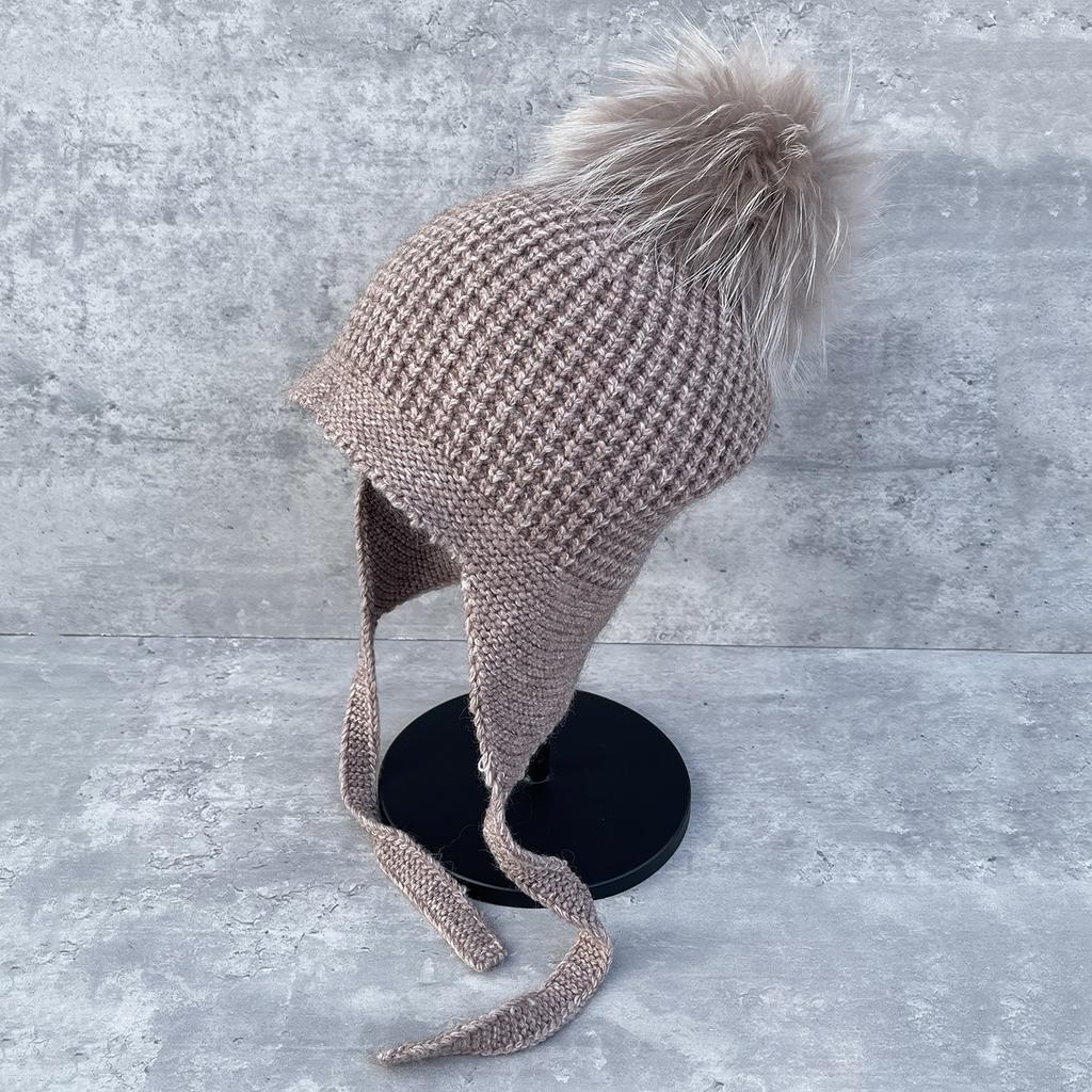 New big hairball knitted wool hat children's autumn and winter cold and warm ear protection hat cycling windproof Lei Feng hat