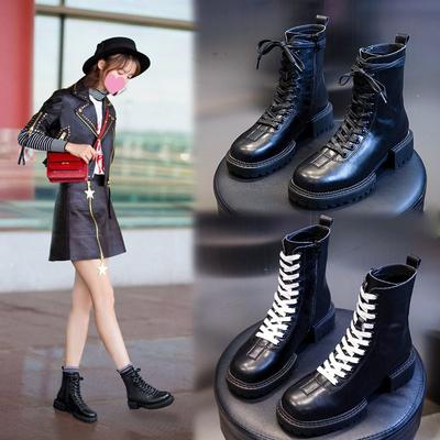 Leather Martin Boots New Autumn and Winter Retro Platform Short Boots Children's Medium Tube Women's Shoes Trendy Fashion
