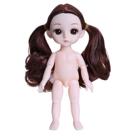 17cm Useful Black Eyes Decorative Plastic 3D Naked BJD Doll Body Clothes Changing Game for Gift Dress Up