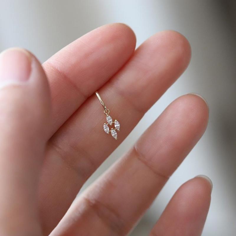 925 Sterling Silver Plated 14K Gold Japanese Vintage Diamond Zircon Pendant Earrings for Women Exquisite Everyday Jewelry