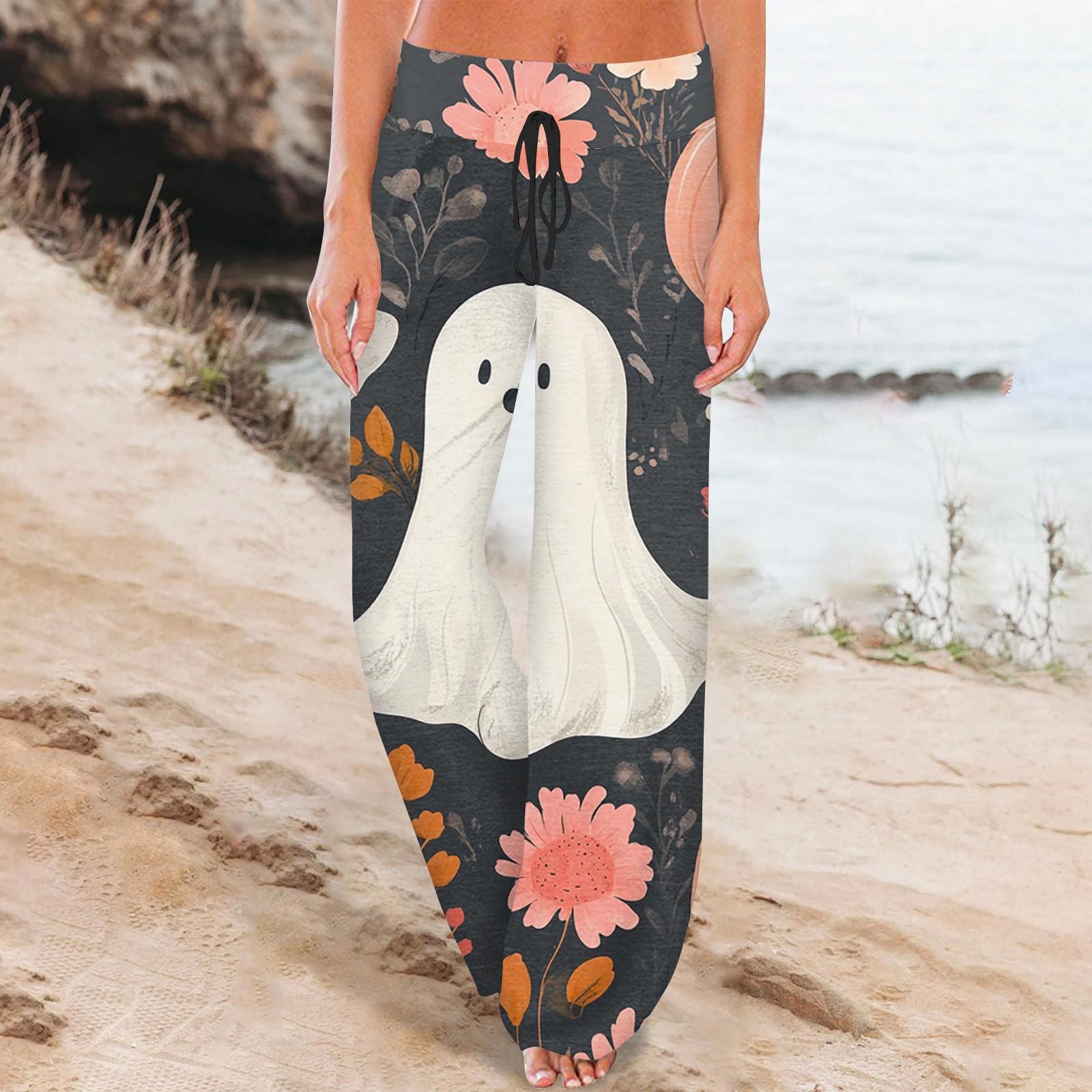 

Женские модные повседневные удобные пижамные брюки с принтом и широкими штанинами на шнурке XXL белый