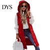 Winter Waistcoat Women Vest Coat Hooded Solid Color Zipper Closure Drawstring Padded Sleeveless Thick Mid Length Windproof Warm Lady Long
