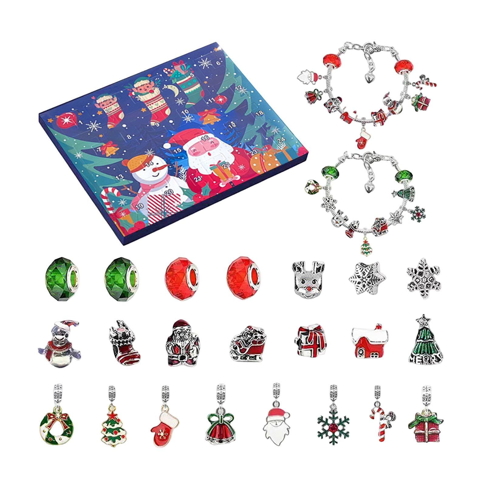 

Рождественский адвент-календарь на 2022 год для девочек, набор для изготовления браслетов своими руками для детей и взрослых, рождественский календарь обратного отсчета на 24 дня, ювелирные подарки One Size