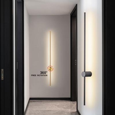 Black Copper LED Long Strip Wall Lamps Wall Lighting for TV Background Living Room Indoor Rotatable LED Wall Sconce for Corridor