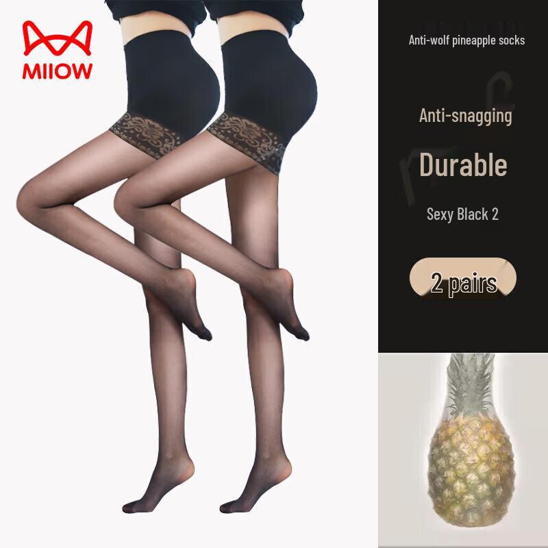 MIIOW Women's Ultra-Thin Anti-Snag Pineapple Knit Pantyhose