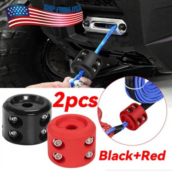 2pcs Winch Cable Hook Stopper Rubber Rope Line Saver Bump Stop ATV UTV Vehicle